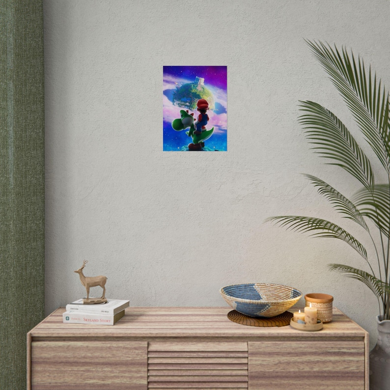 Mario Galaxy Poster Mario and Yoshi Space Adventure Wall Art Retro Gaming Poster Cosmic Aesthetic Gamer Room Decor Colorful Print image 4