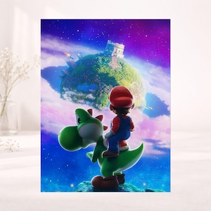 Mario Galaxy Poster Mario and Yoshi Space Adventure Wall Art Retro Gaming Poster Cosmic Aesthetic Gamer Room Decor Colorful Print image 11