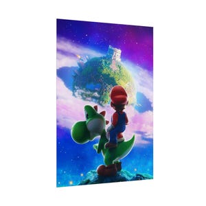 Mario Galaxy Poster Mario and Yoshi Space Adventure Wall Art Retro Gaming Poster Cosmic Aesthetic Gamer Room Decor Colorful Print image 8