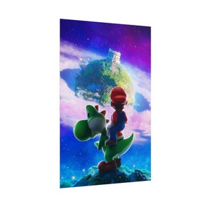 Mario Galaxy Poster Mario and Yoshi Space Adventure Wall Art Retro Gaming Poster Cosmic Aesthetic Gamer Room Decor Colorful Print image 18