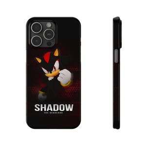 Shadow the Hedgehog slim phone case, impact-resistant Shadow design, glossy finish, lightweight, wireless charging compatible
