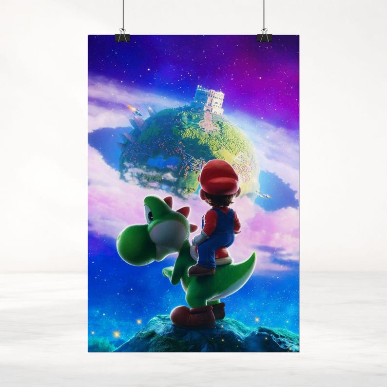 Mario Galaxy Poster Mario and Yoshi Space Adventure Wall Art Retro Gaming Poster Cosmic Aesthetic Gamer Room Decor Colorful Print image 17