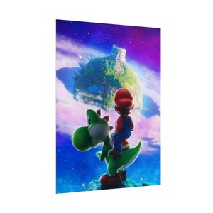 Mario Galaxy Poster Mario and Yoshi Space Adventure Wall Art Retro Gaming Poster Cosmic Aesthetic Gamer Room Decor Colorful Print image 13