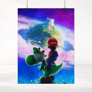 Mario Galaxy Poster Mario and Yoshi Space Adventure Wall Art Retro Gaming Poster Cosmic Aesthetic Gamer Room Decor Colorful Print image 12