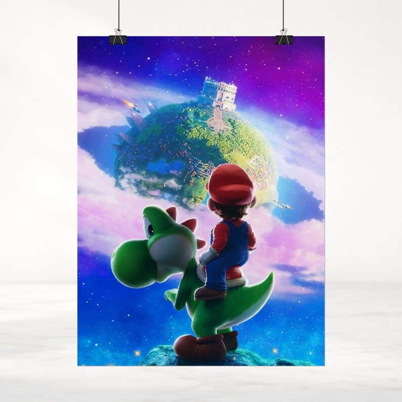 Mario Galaxy Poster Mario and Yoshi Space Adventure Wall Art Retro Gaming Poster Cosmic Aesthetic Gamer Room Decor Colorful Print image 12