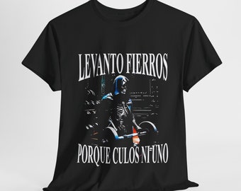 Levanto Fierros Porque Culos Ni Uno, Camiseta con Estampado de Calavera para Gym, Ropa Fitness con Calaveras, Camiseta Unisex de Gimnasio