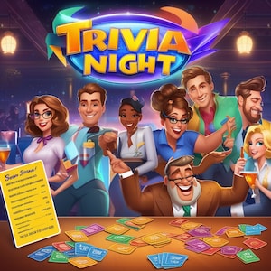 Ultimate Trivia Night Game - 36 Questions, Answers, and Categories