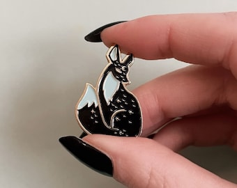 Celestial Fox Soft Enamel Pin - punk pin, foxy cosmic gold pin