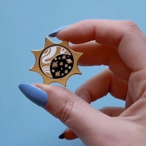 Sun & Moon Hard Enamel Pin - punk pin, celestial gold pin, eclipse pin, Cute enamel pin, Classy enamel pin, astral pin, cosmic pin,.