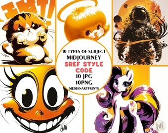AI Art Clipart Bundle: Midjourney Style Reference Code (PNG, JPG)