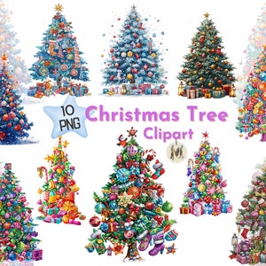 Christmas Tree Clipart Bundle,Trees PNG,10 High Quality Illustration,Sublimation Designs,Transparent Background,Commercial Use-216