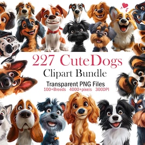 Cute Dogs Clip art Bundle, 227 High Quality 300DPI Images,Dog Breeds PNG File,Sublimation Designs, Digital Download,Junk Journal,-186