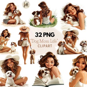 Dog Mom Life clipart, 32 png-bestanden, transparante achtergrond, grillige honden png voor sublimatie, digitale download, commercieel gebruik,-238