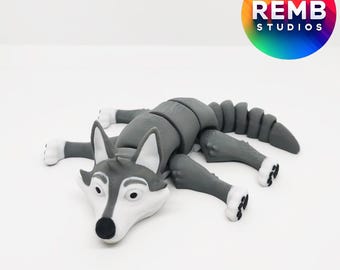 Flexi Wolf 3D Print Model: Articulated Desk Toy (STL/3MF File)
