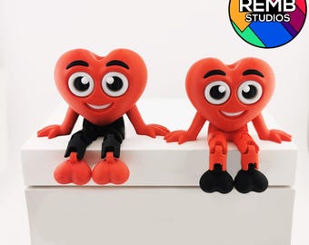 Flexi Heart with Hanging Legs STL File: 3D Printing Valentine's Day Decor