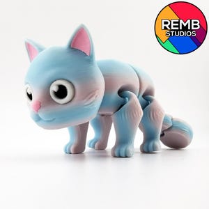 Cute Flexi Cat Remb Studios, STL file for 3D printing, STL print files, Print in Place