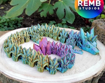 Articulated Crystal Dragon Remb Studios, STL file for 3D printing, STL print files, Print in Place