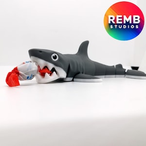 Flexi Great White Shark Remb Studios, STL file for 3D printing, STL print files, Print in Place