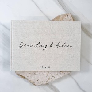 Libro de cartas para los novios: hecho a medida con producción rápida, tamaño A4, tapa dura de lino, libro de cartas de boda de THE BRIDE AU
