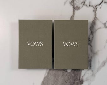 Wedding Vow Books Set | His And Hers Linen Hardcover Vow Books | Bride Groom Ceremony | Personalised Vow Book | Savoy