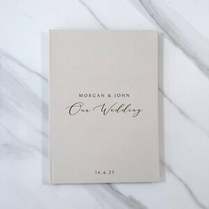 Libro de firmas de boda Polaroids – Estilo retrato, formato A4, 160 g/m², colores neutros, éxito de ventas, libro de firmas de boda de tapa dura de THEBRIDEAU