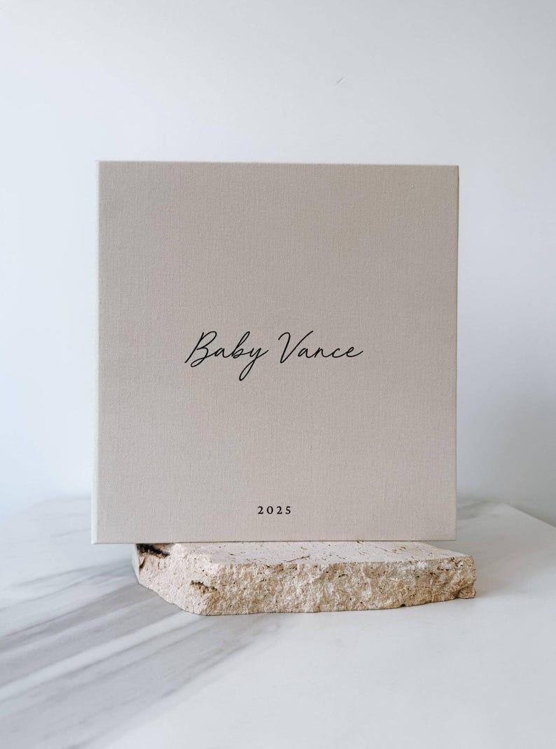 Self Adhesive Baby Photo Album | Personalised Linen Newborn Memory Book | Holds 200 Photos | Baby Shower Keepsake | Ambleside image 6