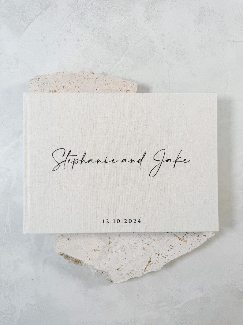 Green Wedding Guest Book, Linen Cover Wedding Guest Book, Guest Book