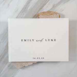 Modern Wedding Guest Book, Personalized Linen Wedding Guest Book, Custom Wedding Guestbook