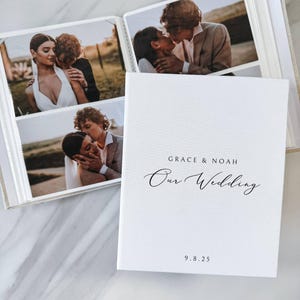 Wedding Photo Album with Sleeves, Photo Album Personal, Small Size Holds 200 4x6 Photos, Ivory or White Linen, Wedding Gift | THEBRIDEAU