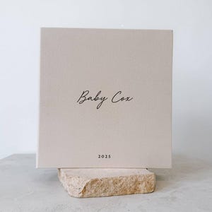 Self Adhesive Baby Photo Album | Personalised Linen Newborn Memory Book | Holds 200 Photos | Baby Shower Keepsake | Ambleside image 1