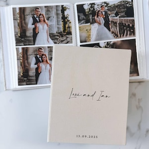 Wedding Photo Album with Sleeves, Custom Linen Cover, Fast Shipping, Photo Album Personal in Neutral Tones | THEBRIDEAU