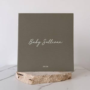 Self Adhesive Baby Photo Album | Personalised Linen Newborn Memory Book | Holds 200 Photos | Baby Shower Keepsake | Ambleside image 7
