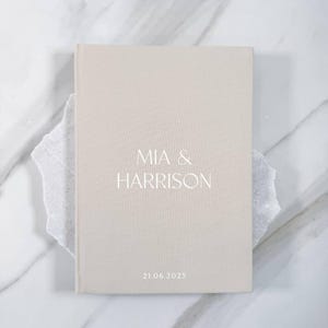 Bruiloftsgastenboeken linnen, gepersonaliseerd linnen gastenboek, aangepast bruiloftsgastenboek
