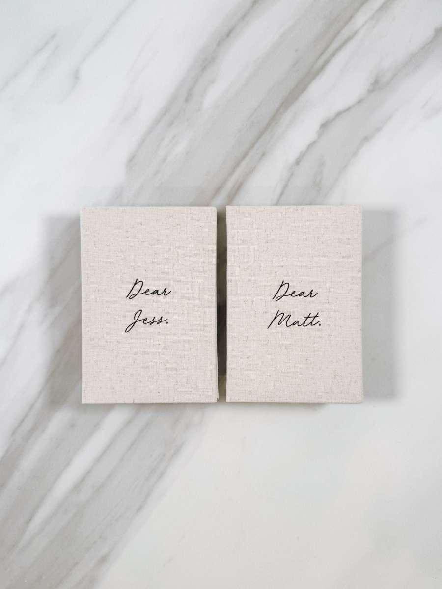 His And Hers Linen Vow Books, Personalised Vow Book Set For Wedding Ceremony, Wedding Day Vow Books For Couples | THEBRIDEAU