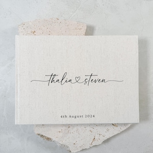 Linen Guest Book Wedding, Rustic Linen Wedding Guest Book, Personalized Wedding Guestbook