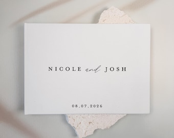 Libro de firmas moderno para bodas, libro de firmas personalizado de lino para bodas, libro de firmas personalizado para bodas, D16
