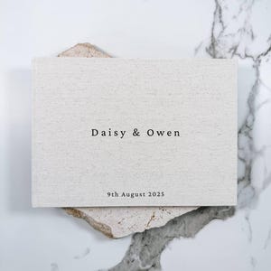 Simple Wedding Guest Book, Linen Wedding Guest Book, Printed Guestbook, 3-7 Days Production Time, Personalised Guest Book | THEBRIDEAU