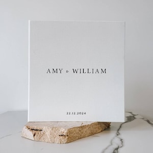 Personalisiertes Leinen Hochzeitsfotoalbum, selbstklebendes Peel and Stick Album, personalisiertes Paar Fotobuch