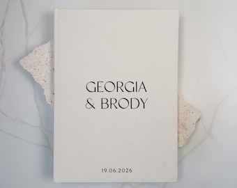 Wedding Guest Books Linen, Personalized Linen Guest Book, Custom Wedding Guestbook, D11