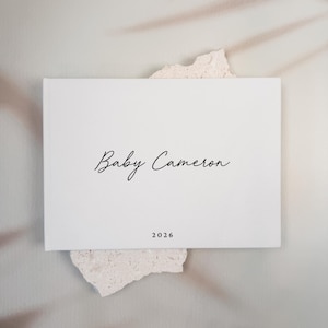 Libro de firmas para baby shower / Álbum de recortes personalizado de lino / Recuerdo de celebración de recién nacido / Libro de firmas personalizado / Regalo para baby shower / Ambleside