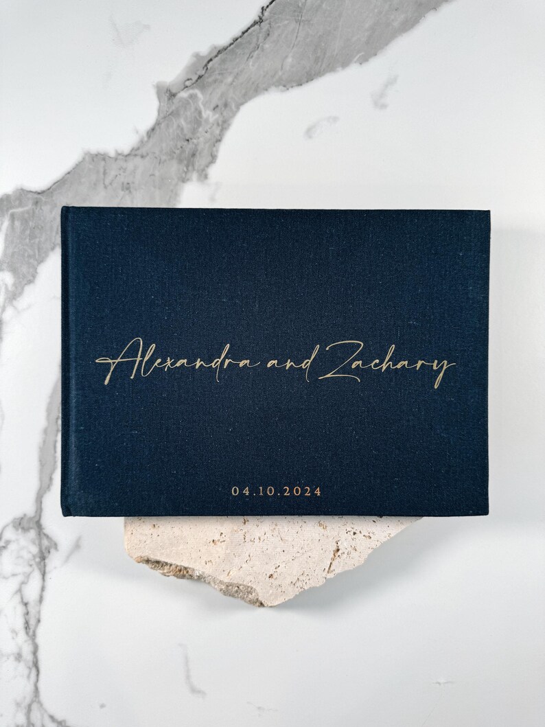 Green Wedding Guest Book, Linen Cover Wedding Guest Book, Guest Book