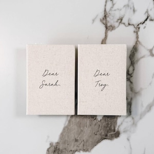 Wedding Vow Book Set, Personalized Wedding Vows, Linen Cover Vow Books, D48 image 1