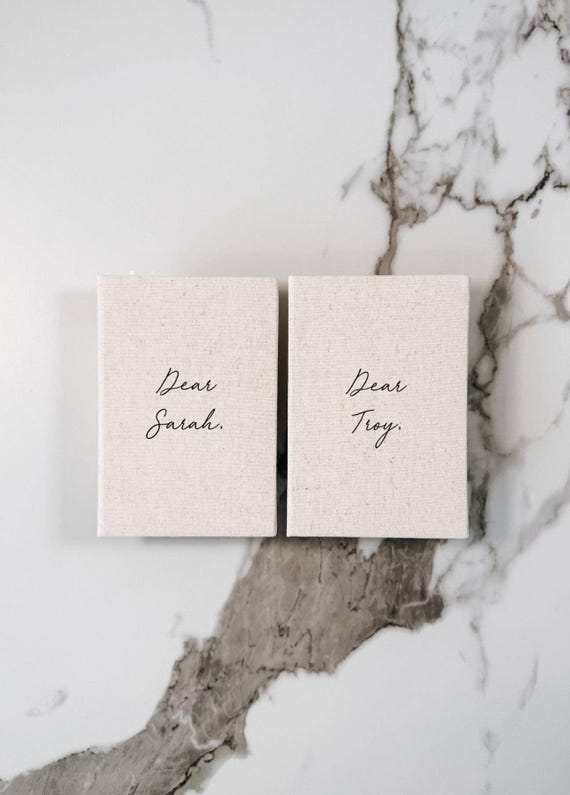 Wedding Vow Book Set, Personalized Wedding Vows, Linen Cover Vow Books, D48