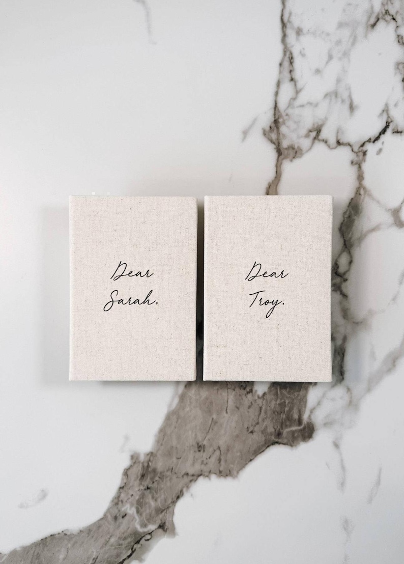 Wedding Vow Book Set, Personalized Wedding Vows, Linen Cover Vow Books, D48 image 1