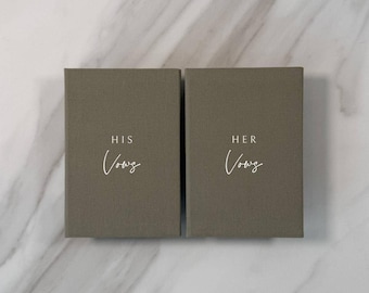Wedding Vow Books Set | His And Hers Personalised Linen Vows | Bride And Groom Vow Book | Ceremony Keepsake | Waverton