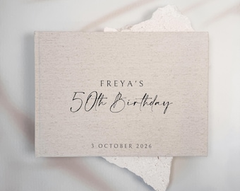 Birthday Guest Book | Custom Party Guestbook 18th 21st 30th 40th 50th | Personalised Linen Sign In Book | Birthday Gift | Montclair