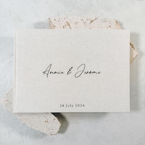 Linen Wedding Guest Book, Custom Names Wedding Guest Book, Personalized Wedding Guestbook