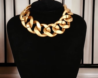 Exaggerated Heavy Metal Big Thick Chain Choker Necklaces, Big Chain Necklace, Large Chain Choker, Thick Chain Choker. Gold or Silver