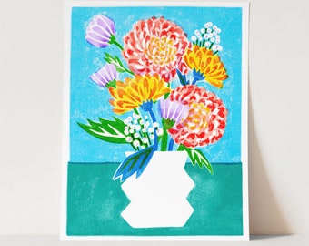 Chrysanthemum Floral Wall Art Print / Flower Market Art Print