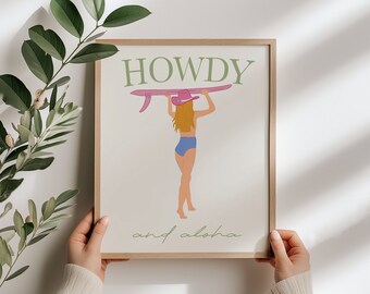 Aloha Howdy Hello, Cowgirl Blue Prints Set of 2, Light Blue Posters, Gallery Wall Art Decor Aloha Howdy Hello, Cowgirl Blue Prints Set of 2, Light Blue Posters, Gallery Wall Art Decor